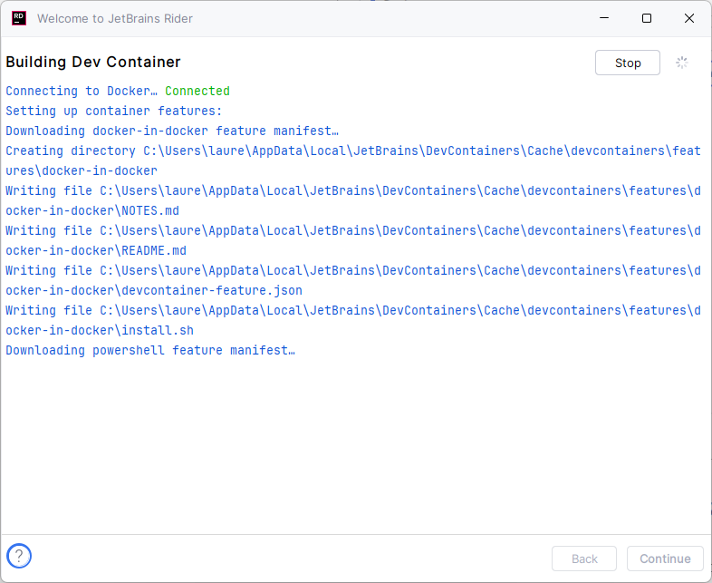 JetBrains Gateway Dev Container building