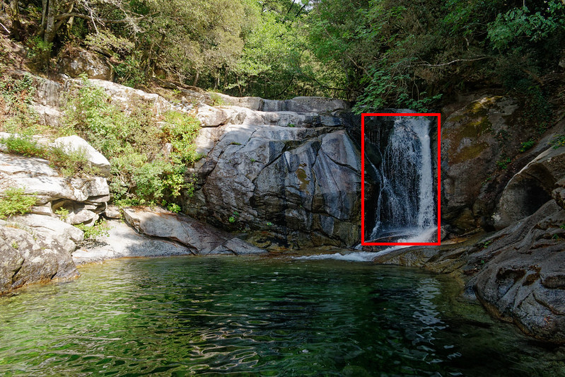 Identifying a waterfall in the image using jev box