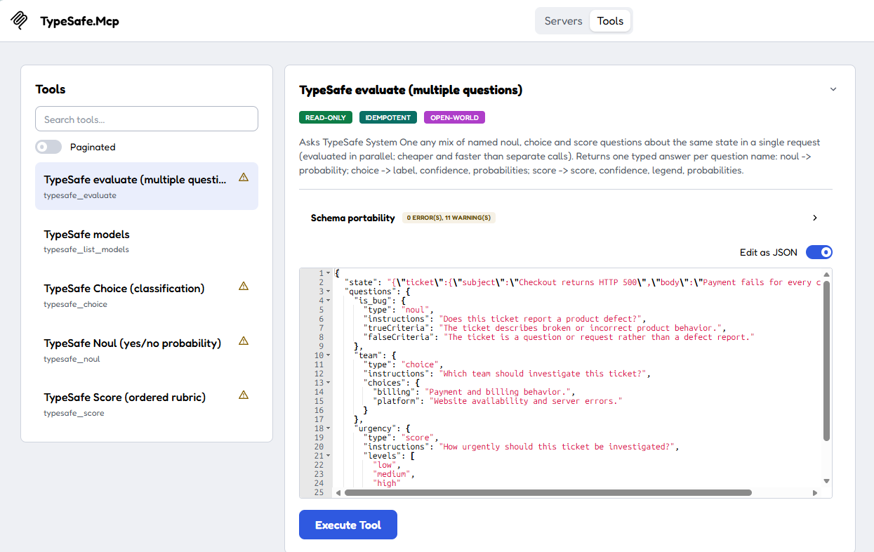 MCP Inspector .NET Typesafe MCP Evaluate